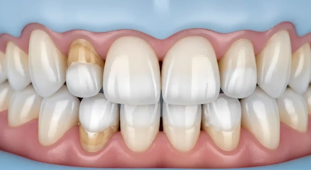 Early signs of tooth decay showing white spots on enamel in Goodyear, AZ dental patient