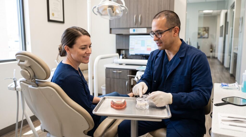 Comparison of traditional braces and clear Invisalign aligners